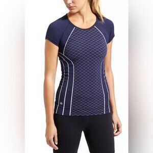 ATHLETA PORTUGAL🇵🇹MADE Finish‎ Fast Line Tee Navy/White Active Pop MEDIUM